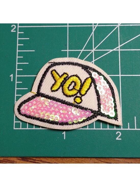 Hot Topic Accessories - 2/$10 Embroidered Hat Patch with Pink Iridescent Sequins